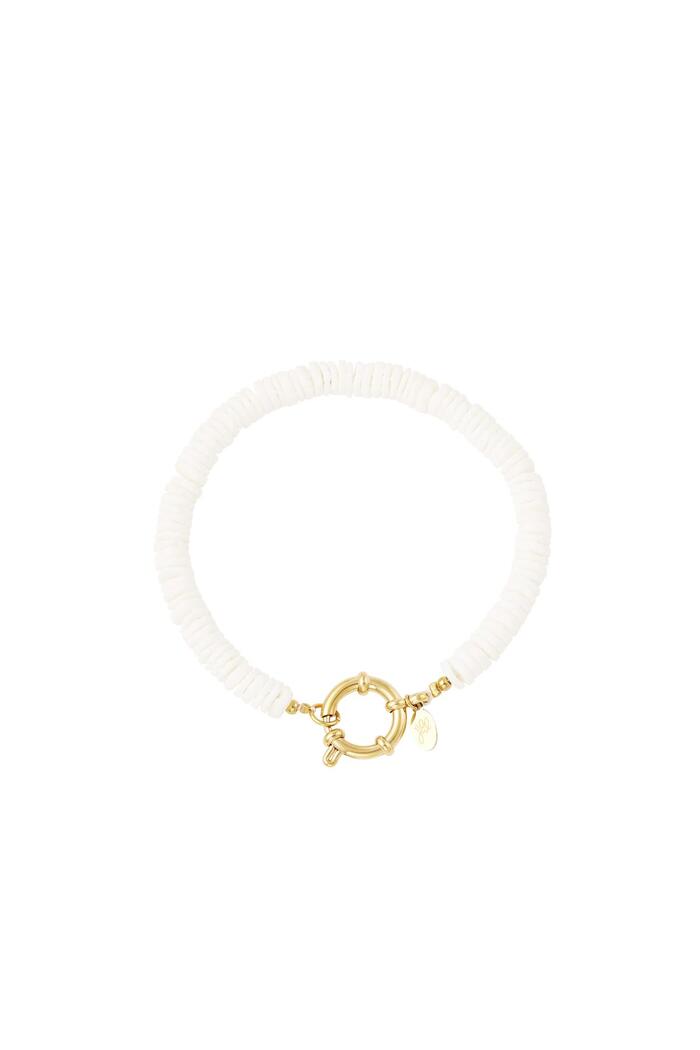 Bracelet perlé - Collection Plage Blanc Coquilles 