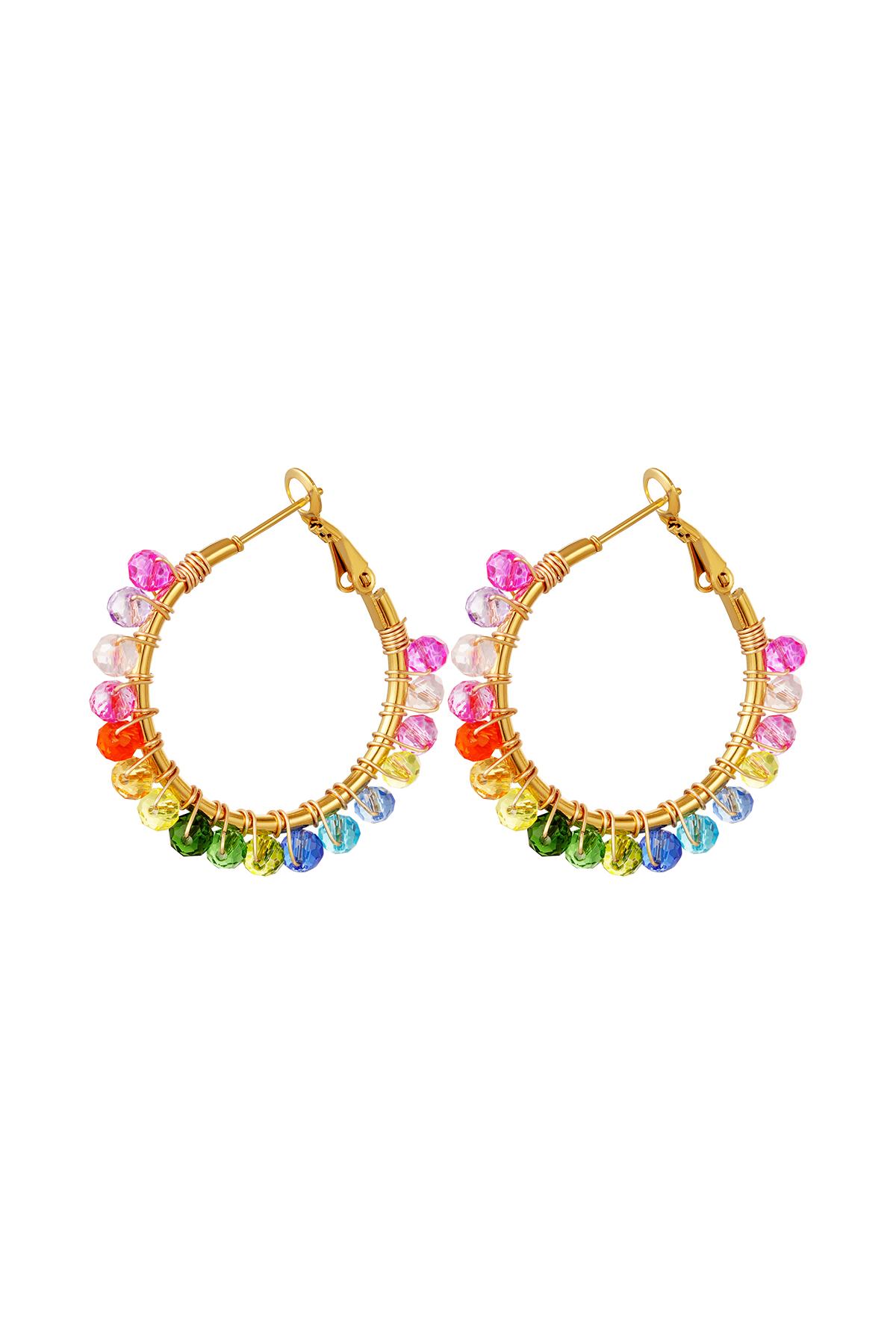 Hoop earrings with colorful beads Multi Stainless Steel 2