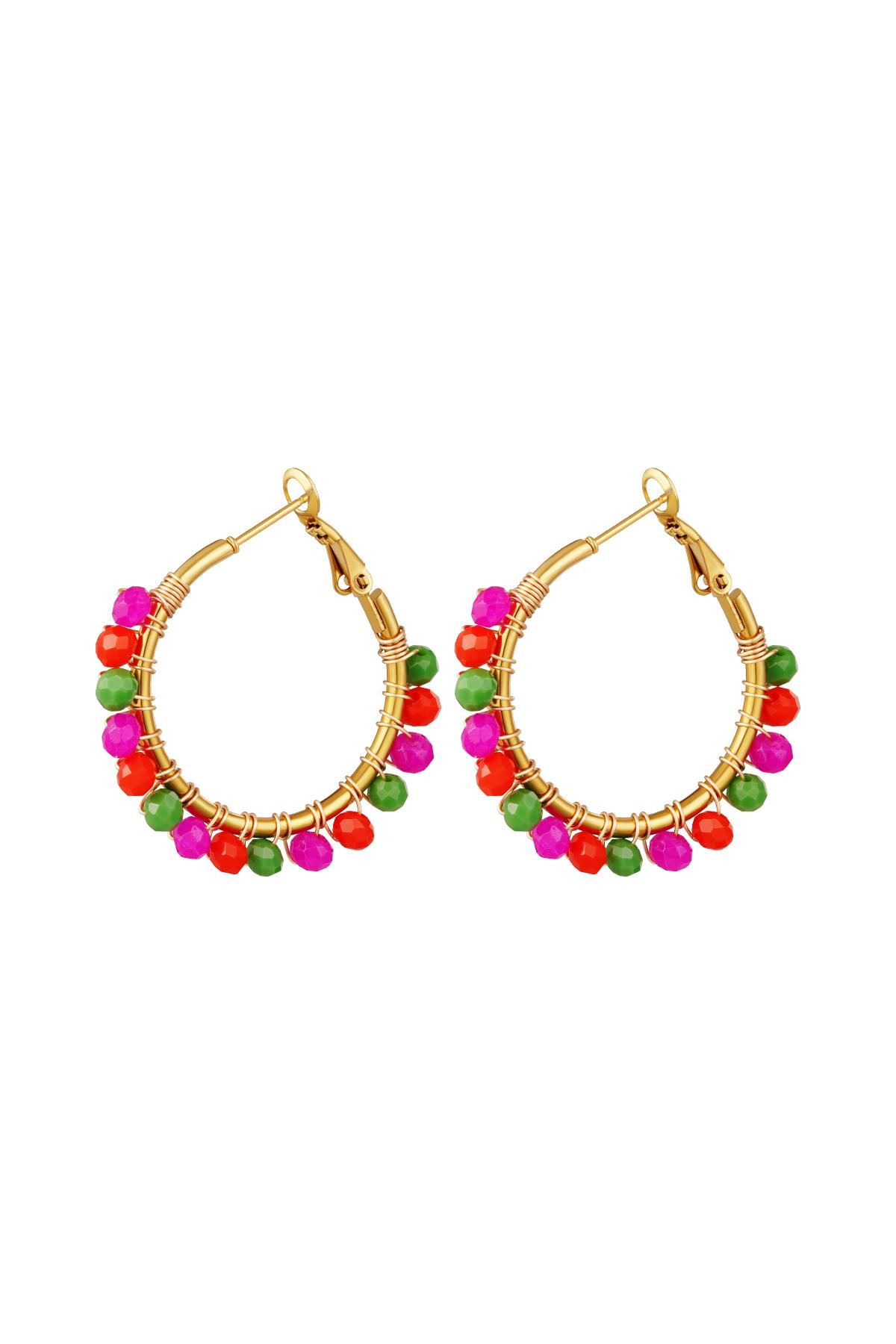 Hoop earrings with colorful beads Multi Stainless Steel 2