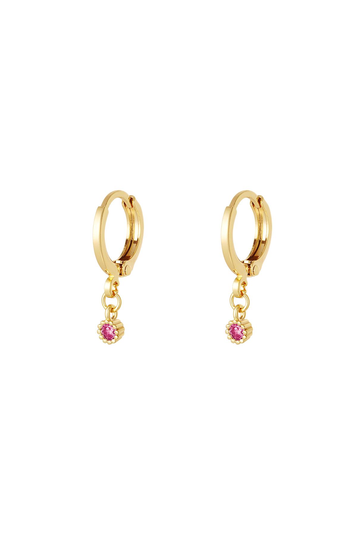 Earrings with zircon pendant - Sparkle Collection Fuchsia Copper
