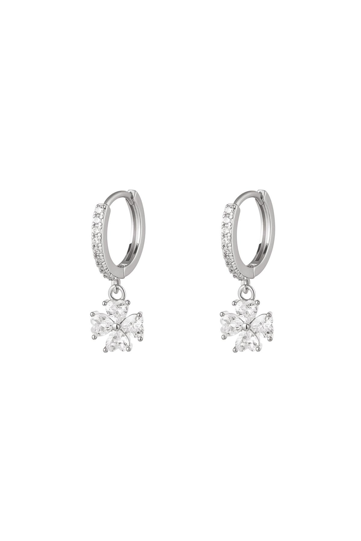 Oorbellen bloem met zirkoon - Sparkle Collectie Zilver Koper h5 