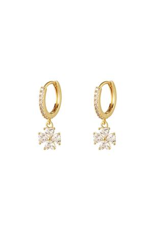 Earrings flower with zircon - Sparkle Collection Gold Copper h5 
