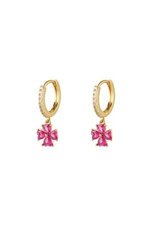 Earrings flower with zircon - Sparkle collection Fuchsia Copper h5 