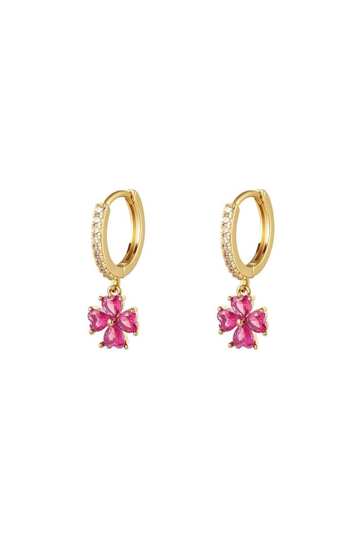 Earrings flower with zircon - Sparkle collection Fuchsia Copper 