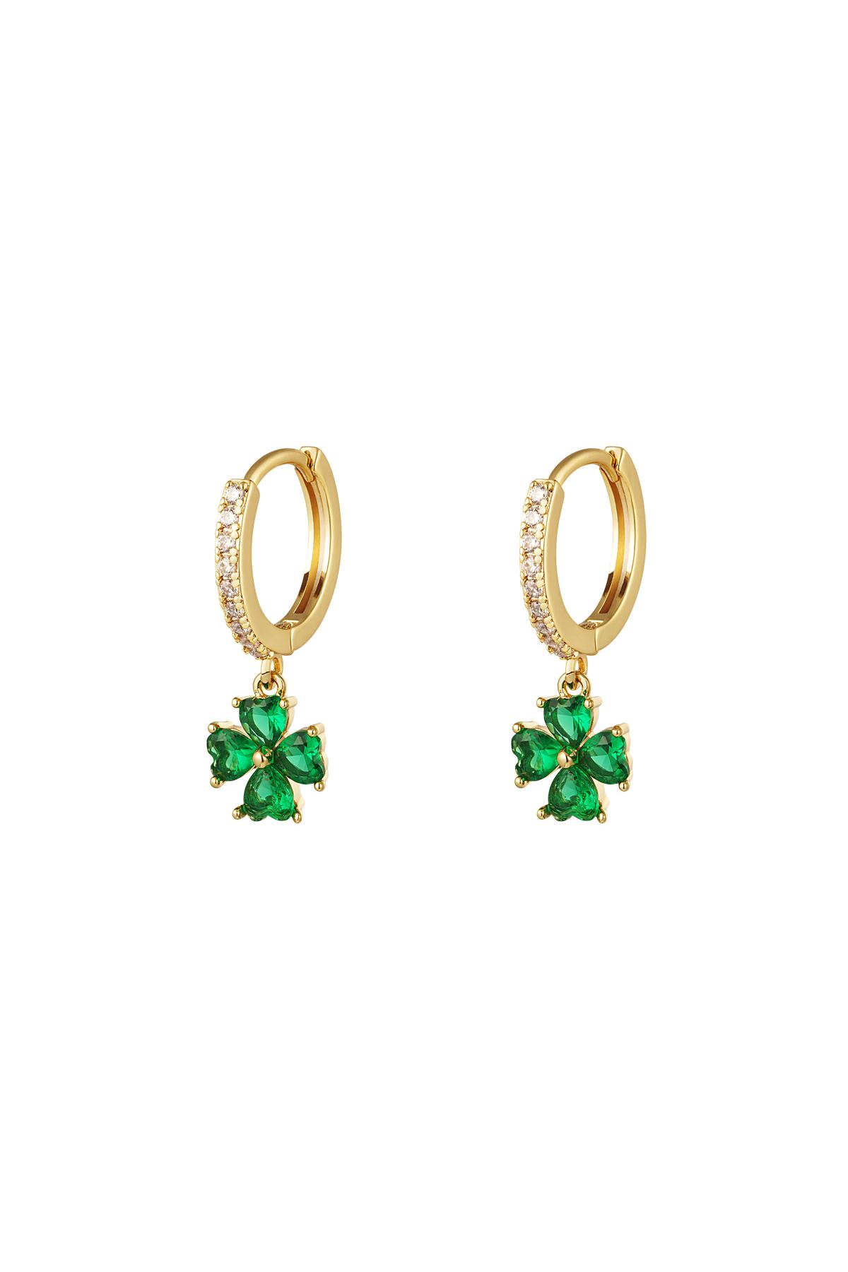 Ohrringe Blume mit Zirkon - Kollektion Sparkle Grün & Gold Kupfer h5 