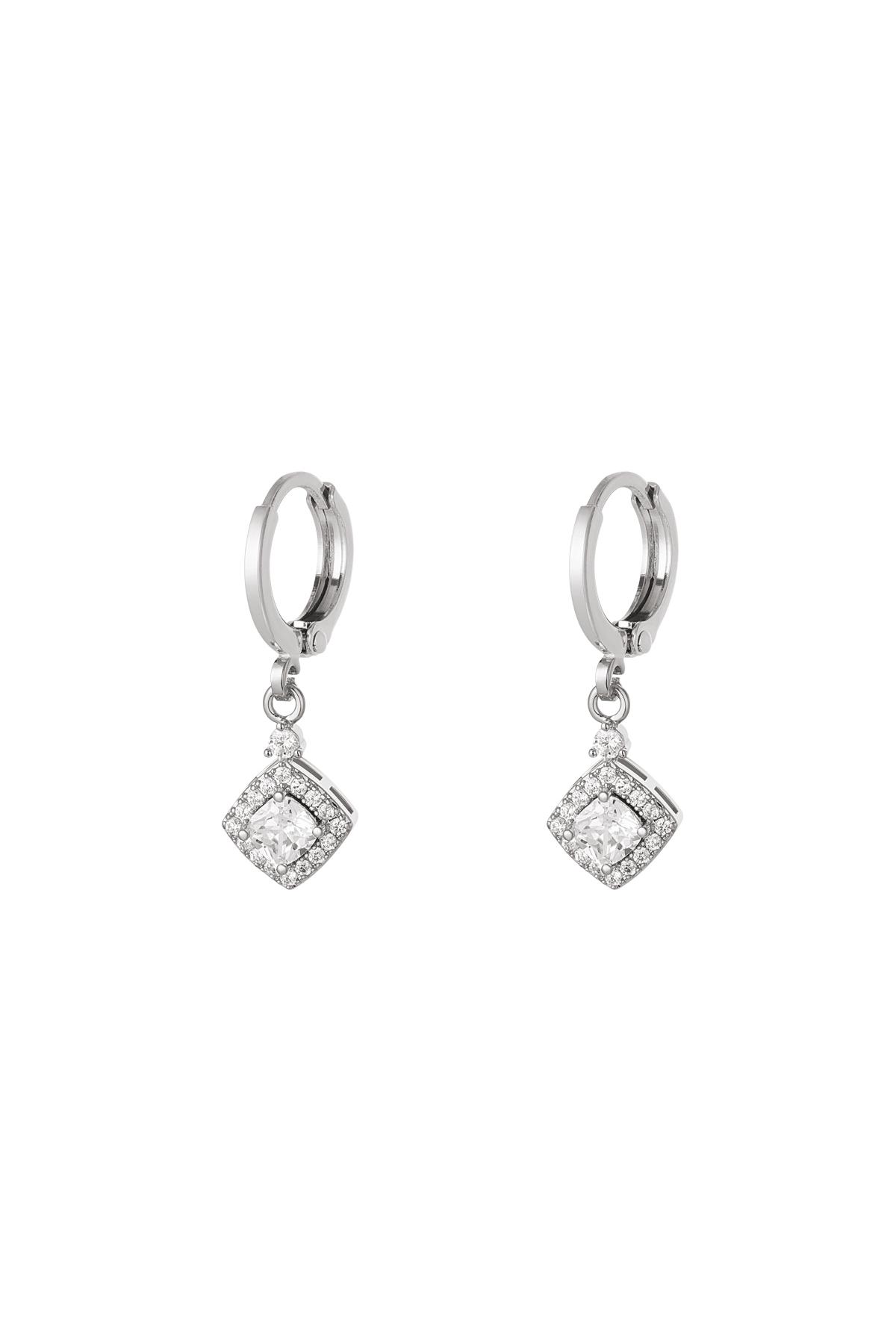 Earrings with zirconia pendant - Sparkle Collection Silver Color Copper 2