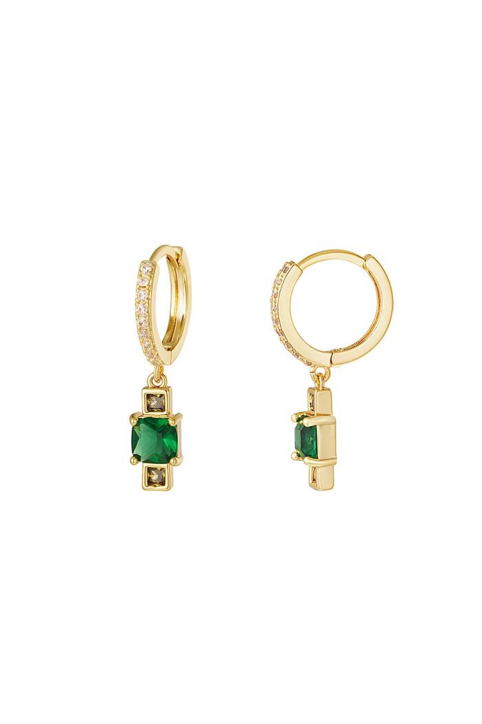 Zirkon charm küpe - Sparkle Collection Green & Gold Copper 