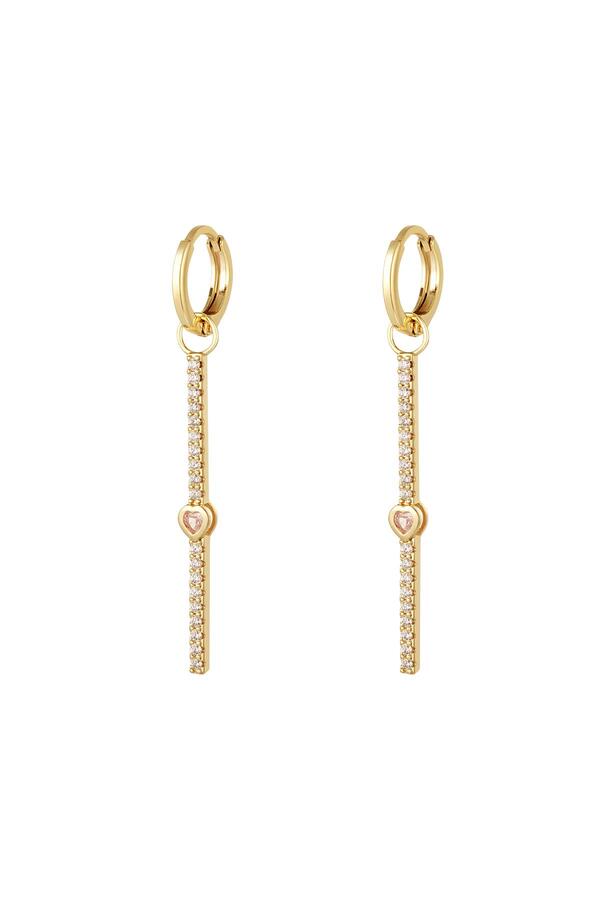 Earrings hanging heart - Sparkle collection Pink & Gold Copper