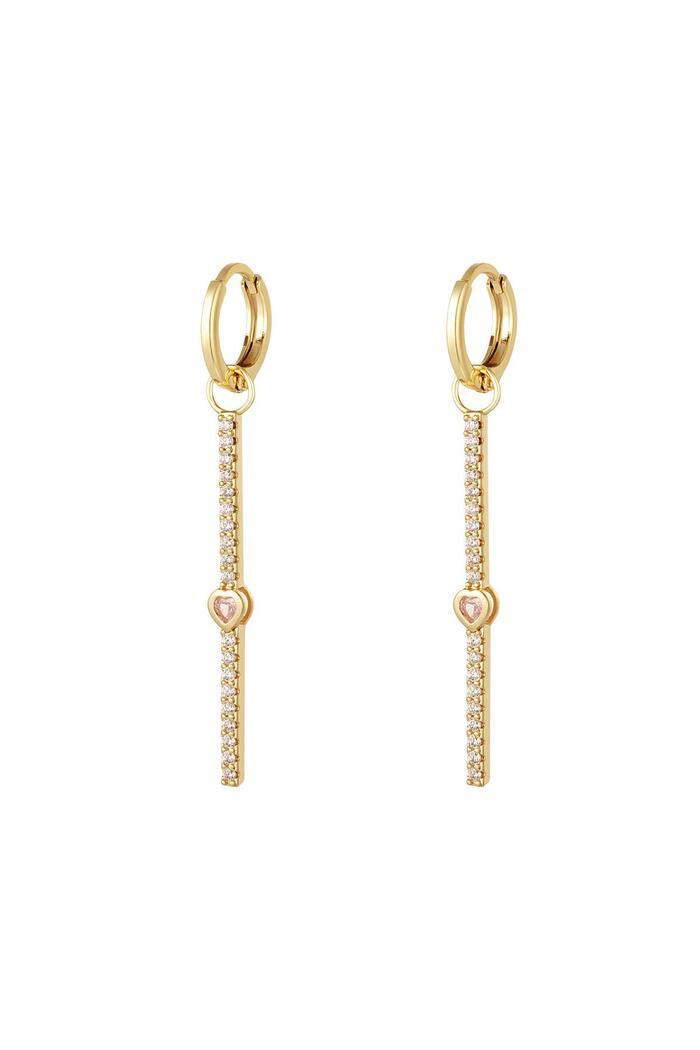 Boucles d'oreilles pendantes coeur - Collection Sparkle Rose & Or Cuivré 