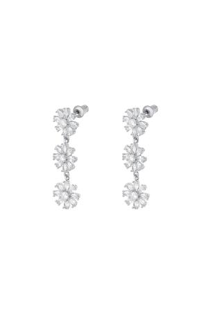 Earrings three flowers - Sparkle collection Silver Copper h5 