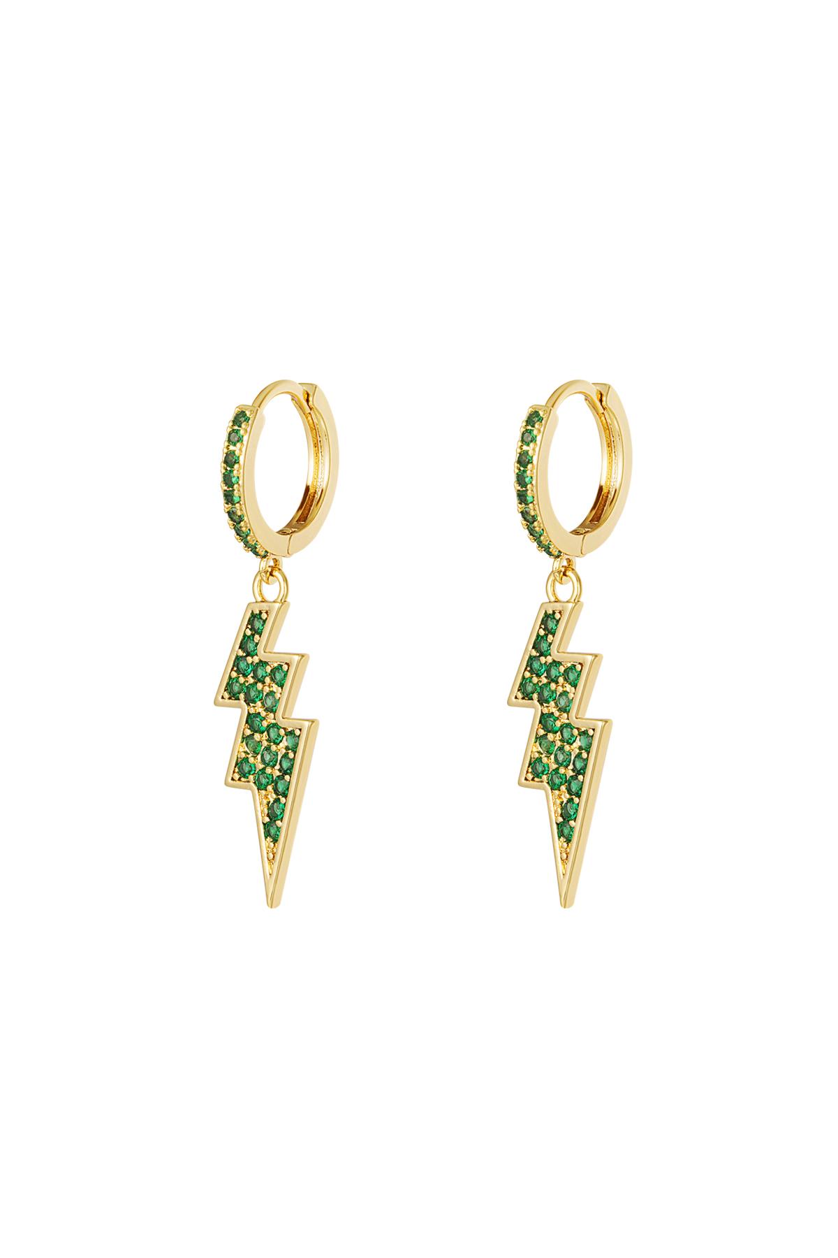 Earrings lightning bolt - Sparkle collection Green & Gold Copper h5 