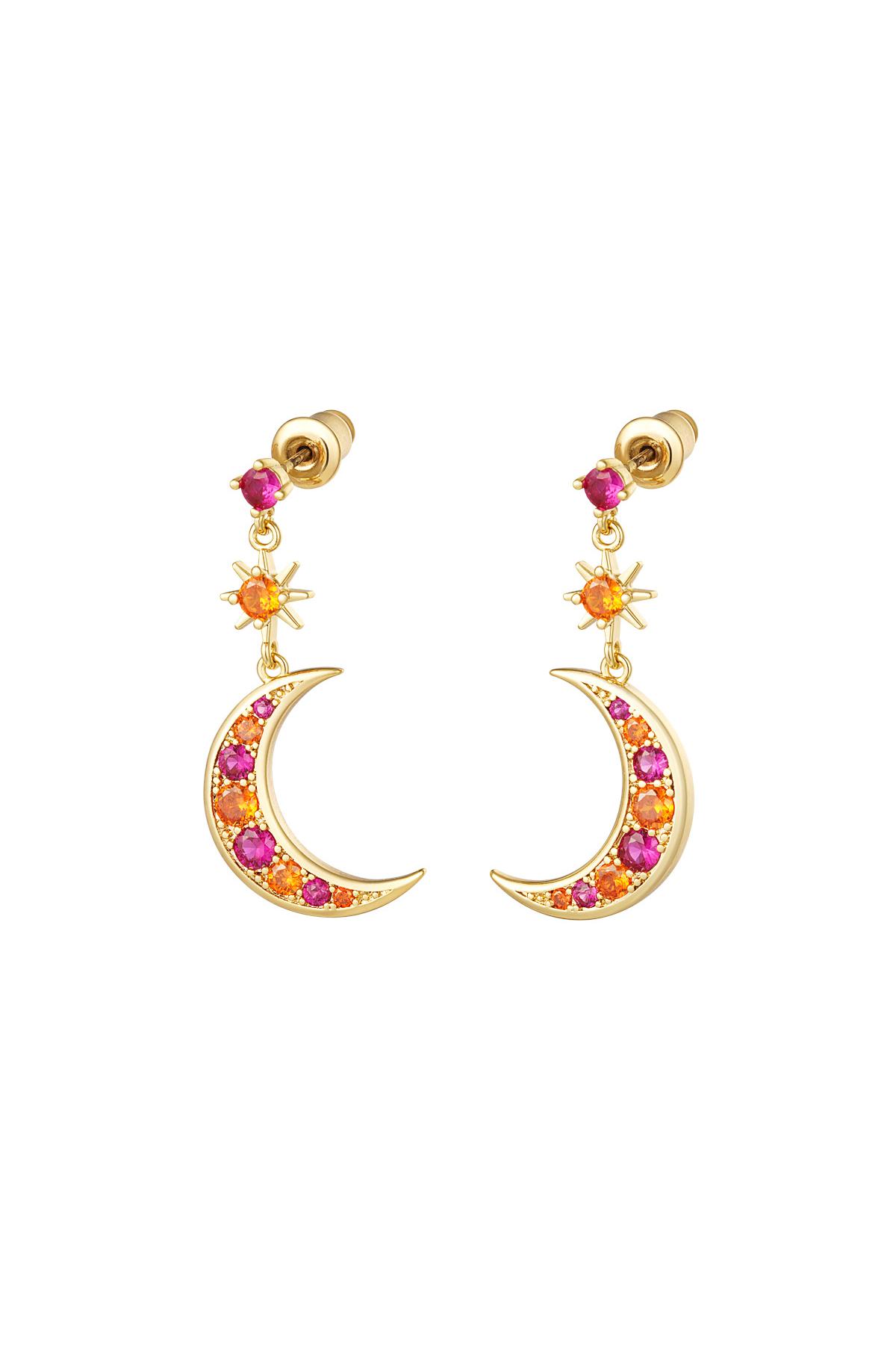 Earrings moon and star - Sparkle collection Fuchsia Copper