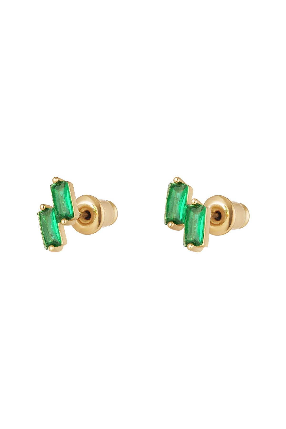 Ear studs colored stones - Sparkle collection Green & Gold Copper h5 