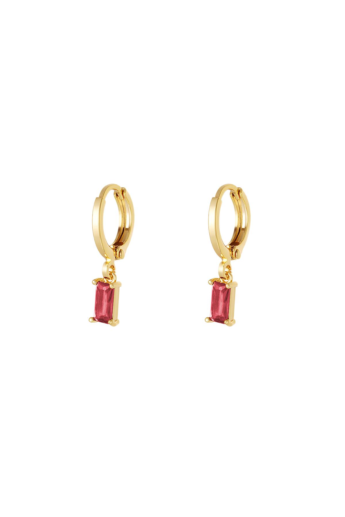 Earrings colored stone - Sparkle collection Fuchsia Copper 