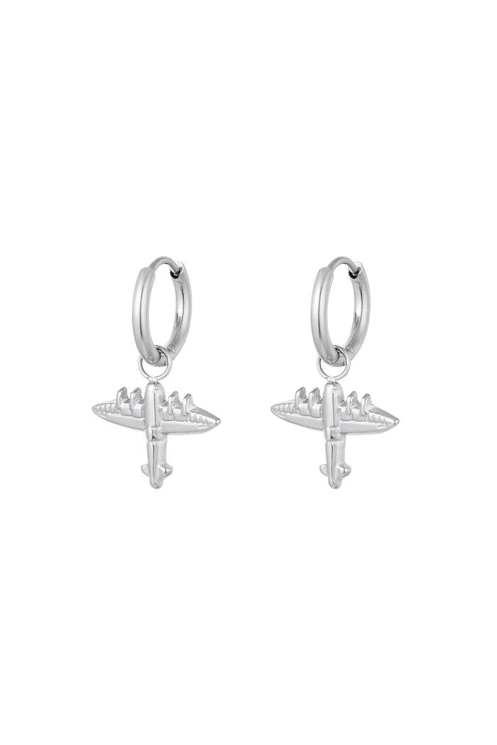 Earrings with airplane charm Silver Stainless Steel 
