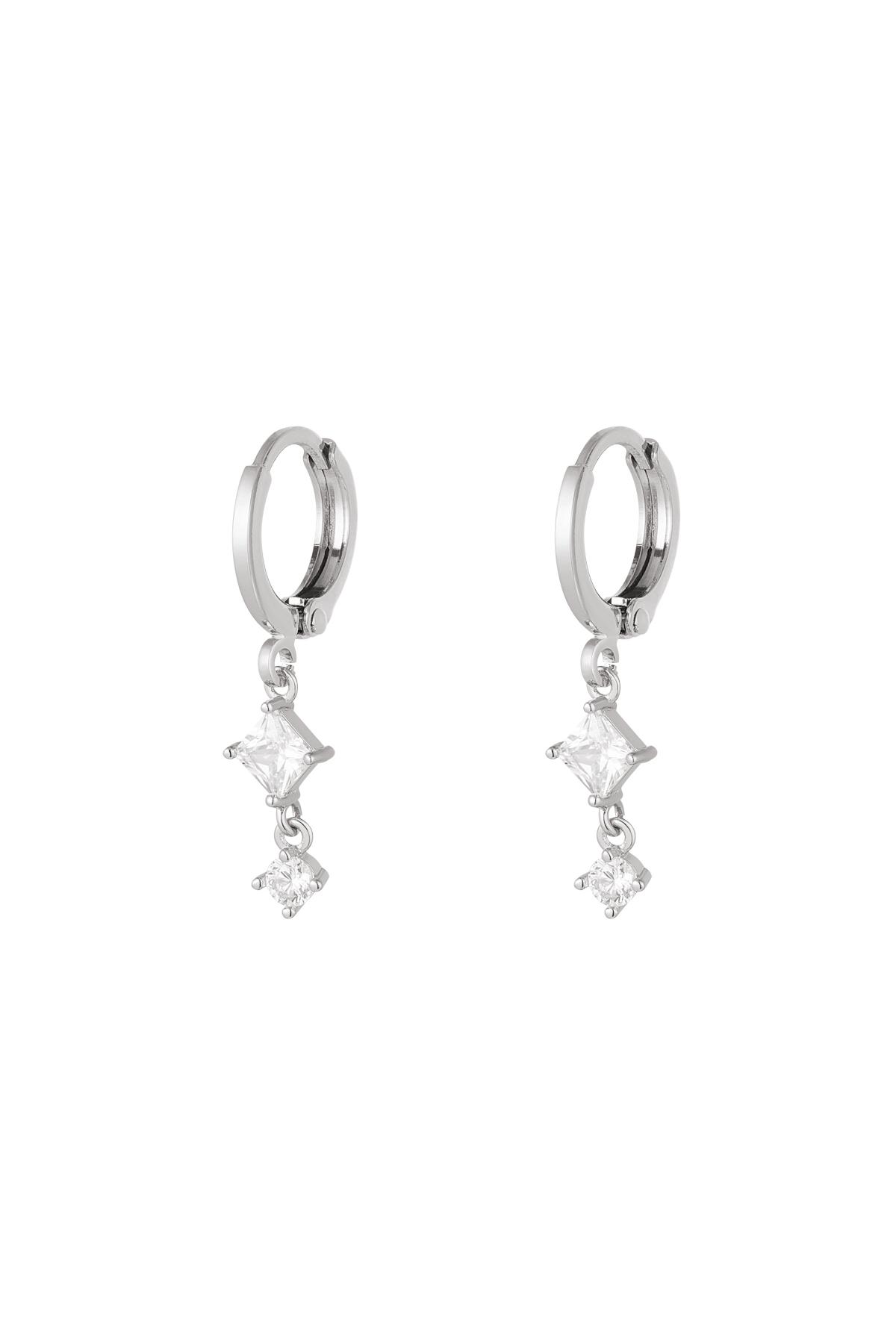 Earrings with zirconias - Sparkle collection White silver color Copper