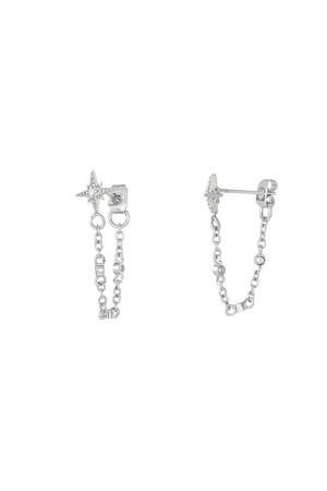 Earrings with chain star - Sparkle collection Silver Copper h5 