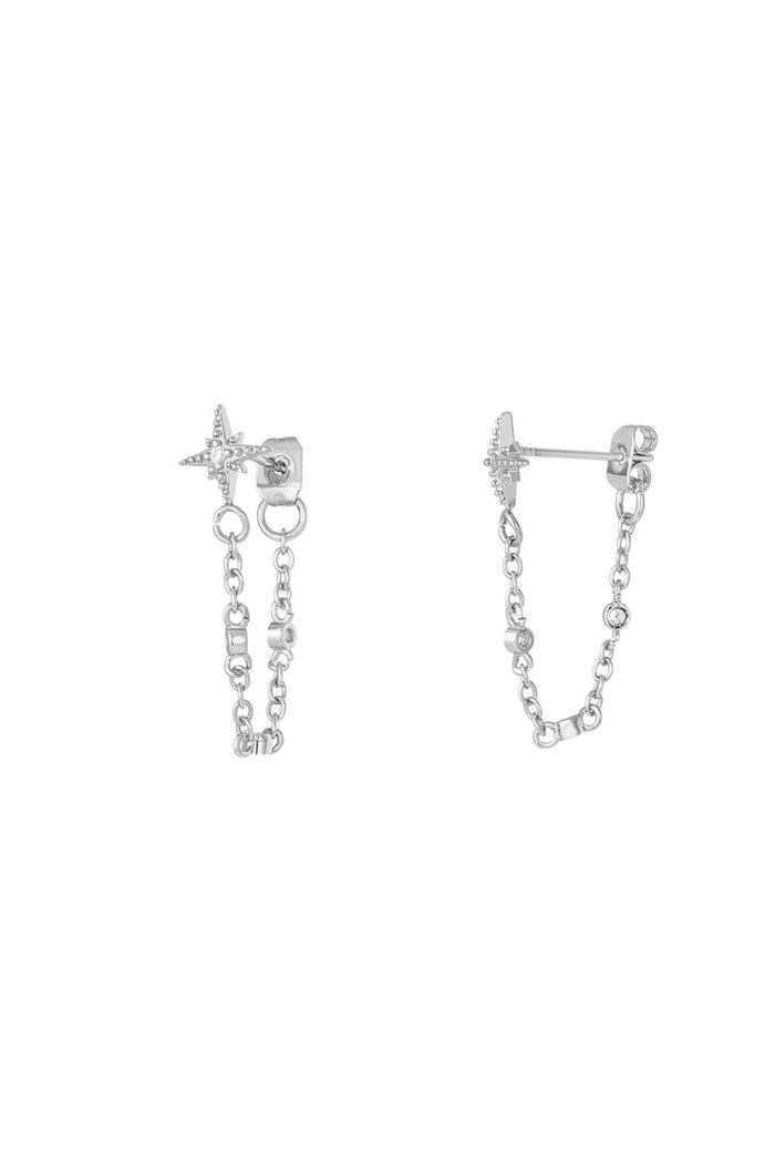 Earrings with chain star - Sparkle collection Silver Copper 