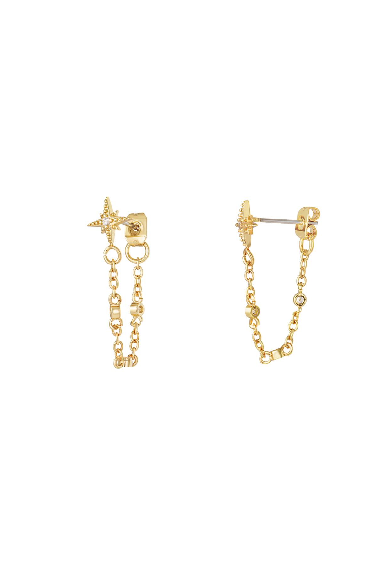 Earrings with chain star - Sparkle collection Gold Copper h5 