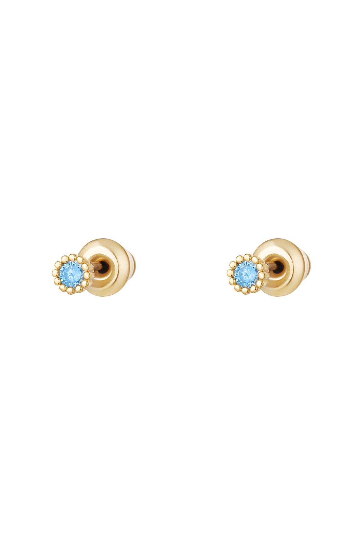 Ear Studs Zircon - Sparkle Collection Blue & Gold Color Copper