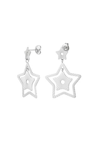 Earrings two stars Silver Stainless Steel h5 