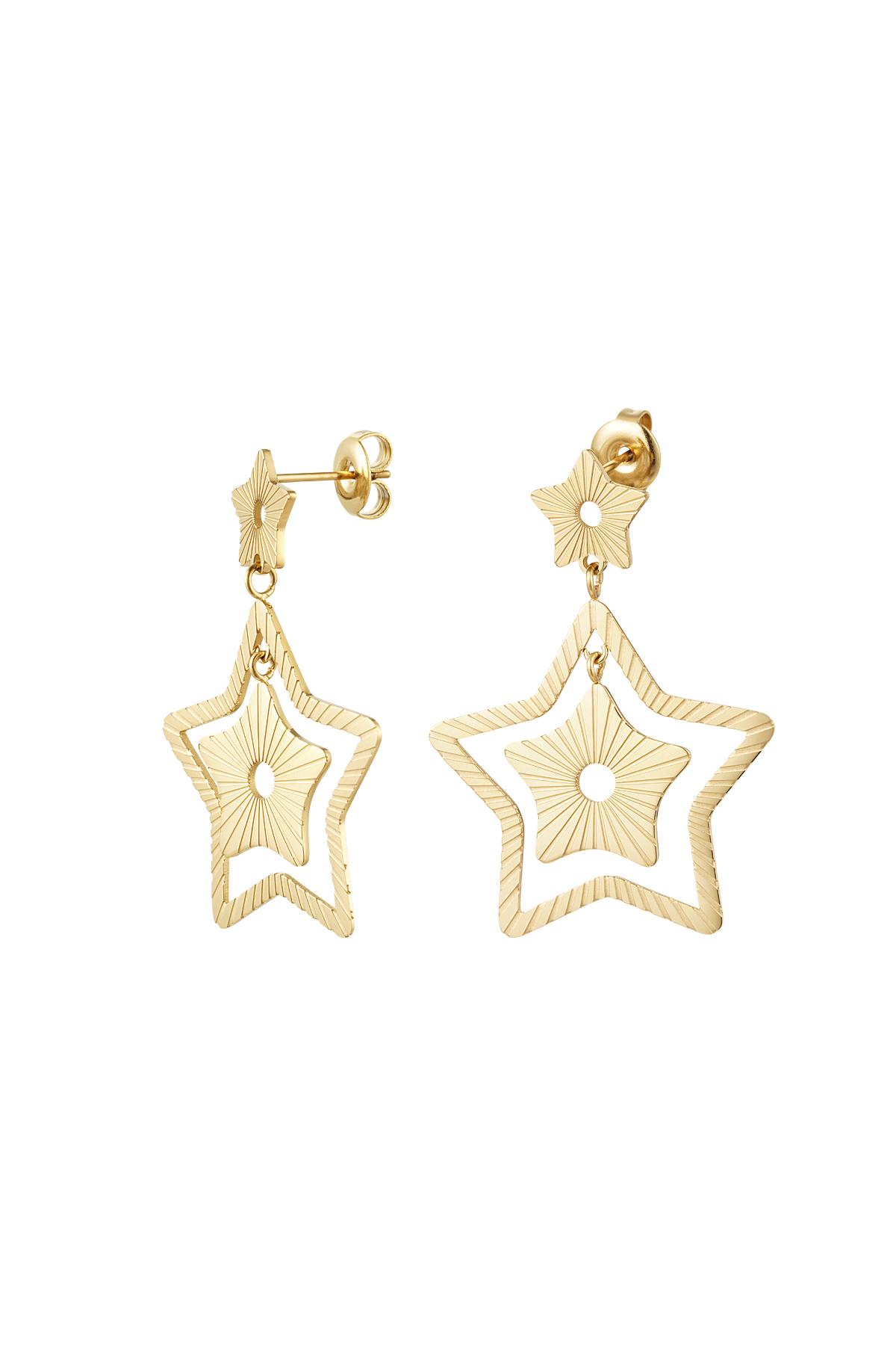 Earrings two stars Gold color Stainless Steel 2