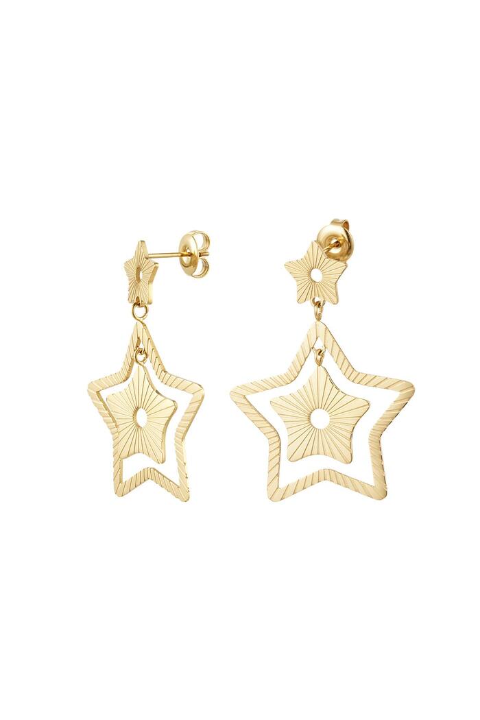 Earrings two stars Gold Stainless Steel 