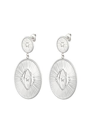 Statement earrings 2 circles Silver Stainless Steel h5 