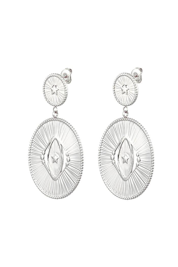 Statement earrings 2 circles Silver Stainless Steel 