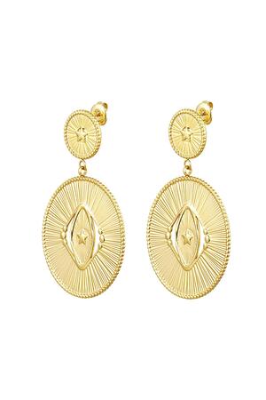 Statement earrings 2 circles Gold Stainless Steel h5 