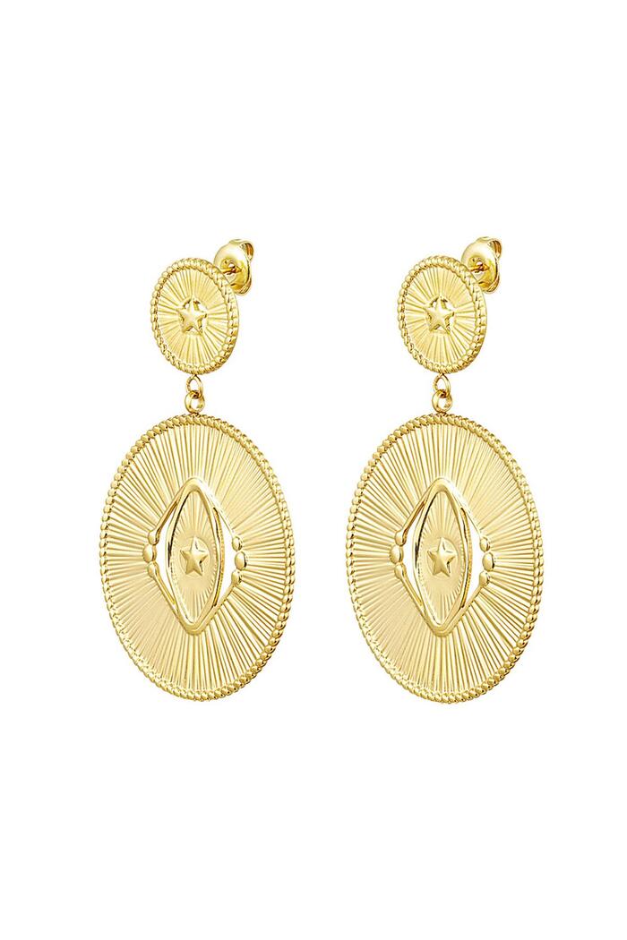 Statement earrings 2 circles Gold Stainless Steel 