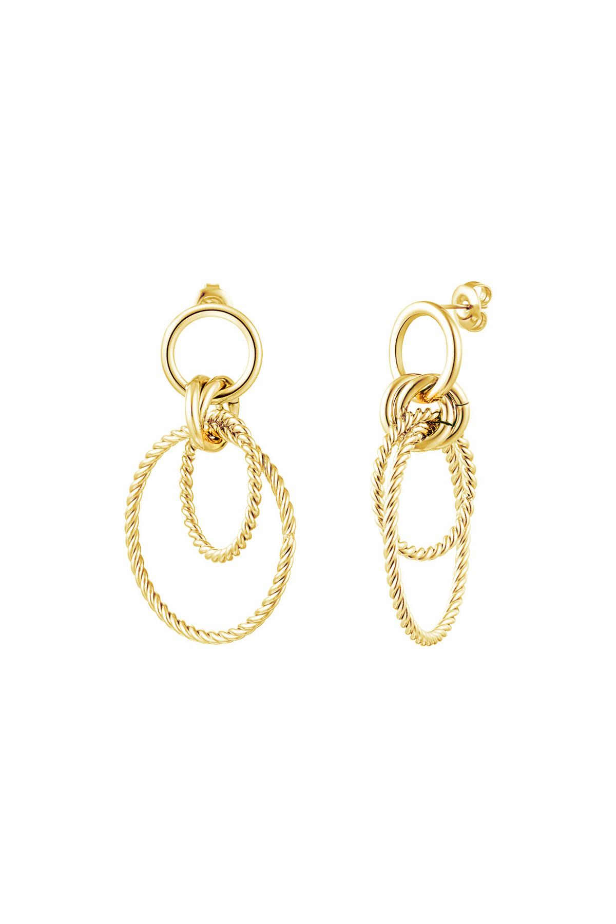 Earrings multiple rings Gold Color Stainless Steel