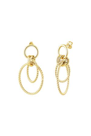 Earrings multiple rings Gold Stainless Steel h5 