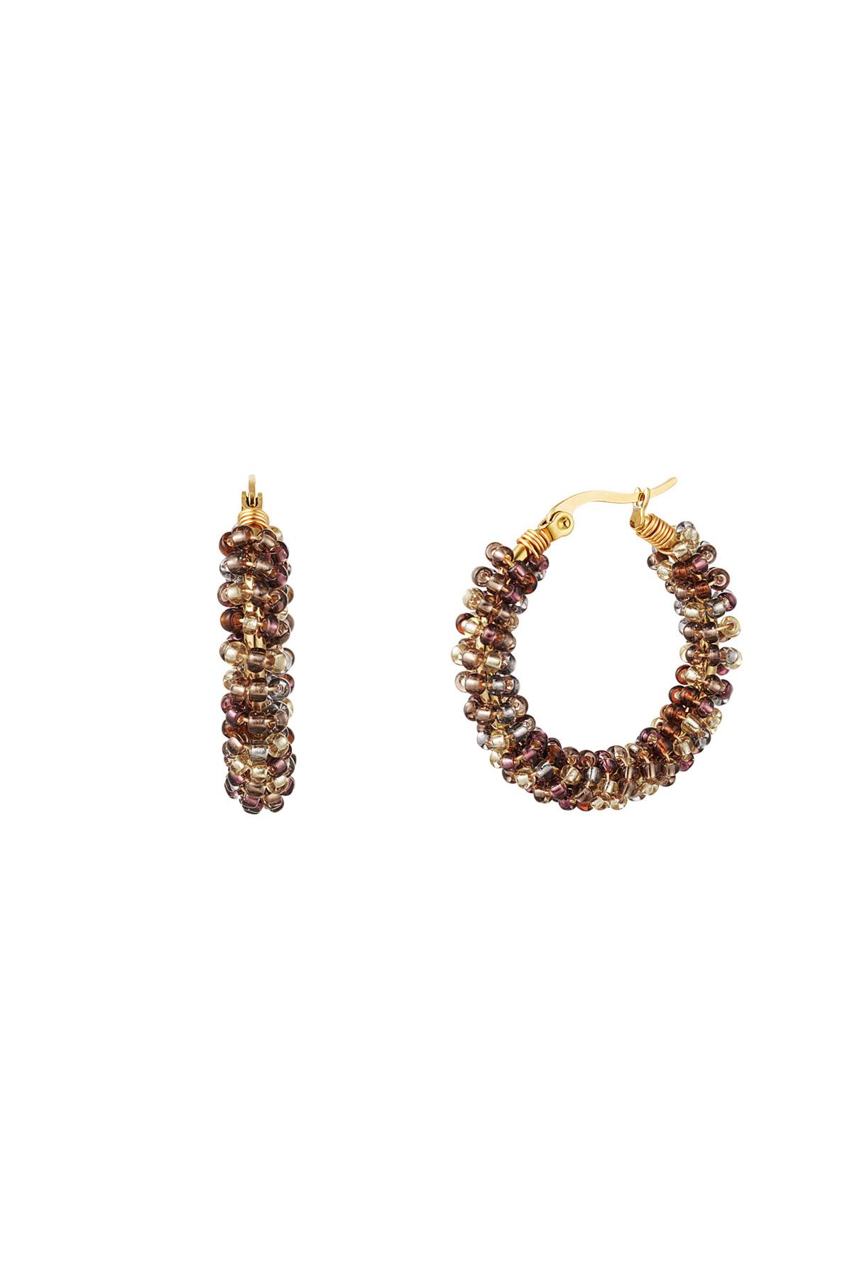Boucles d'oreilles colorées avec perles Marron Acier inoxydable h5 