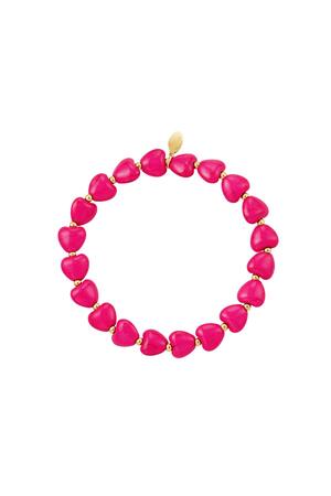 Bracelet hearts in a row Fuchsia Stainless Steel h5 