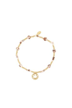 Bracelet beads with smiley Gold Stainless Steel h5 