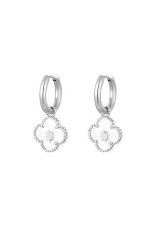 Earrings 1 flower Silver Stainless Steel h5 