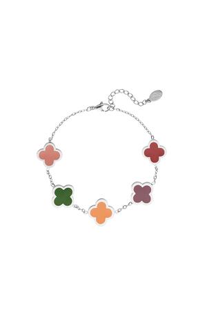 Bracelet with colored clovers Silver Stainless Steel h5 