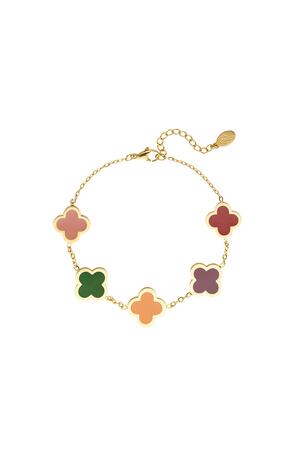 Bracelet with colored clovers Gold Stainless Steel h5 