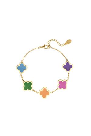 Bracelet with 5 clovers Gold Stainless Steel h5 