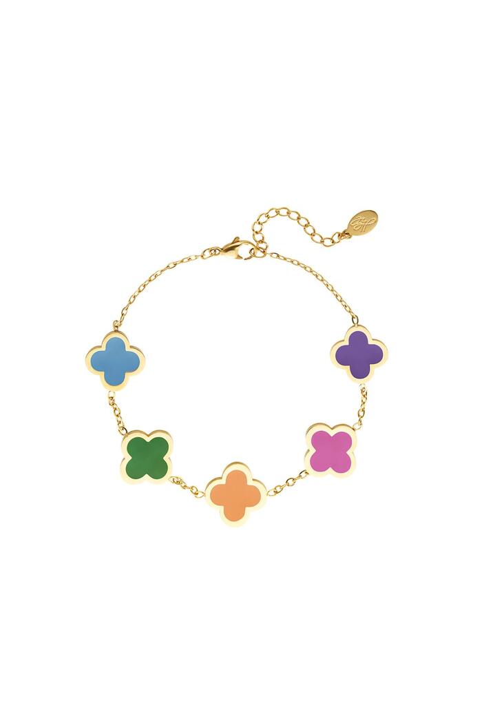Bracelet with 5 clovers Gold Stainless Steel 