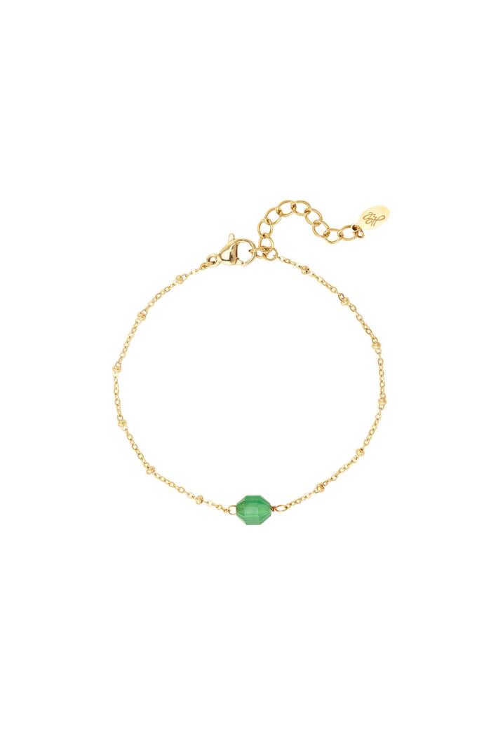 Stainless steel bracelet with classic stone Green & Gold 