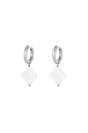 Earrings seashell clover Silver Stainless Steel h5 