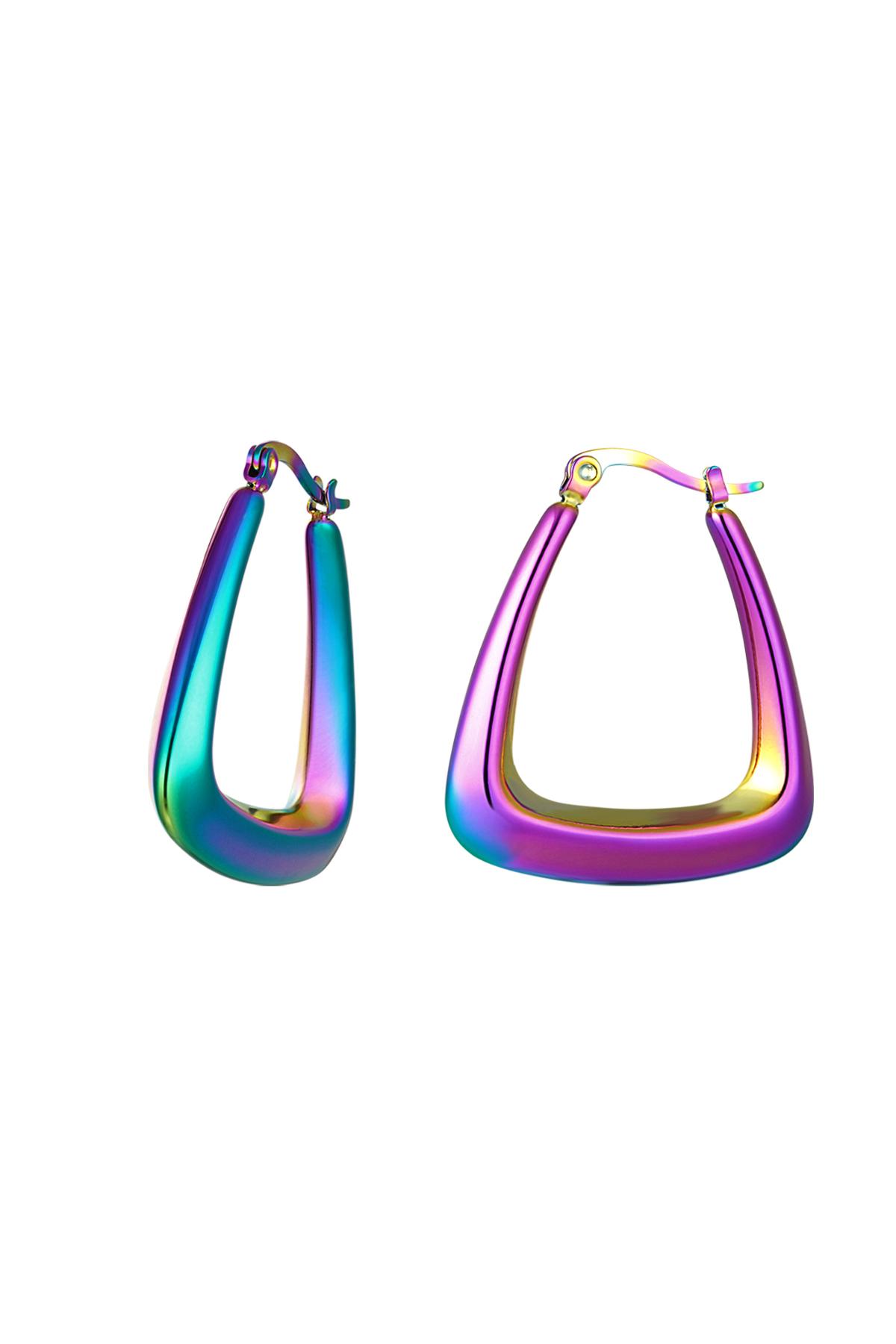 Earrings holographic triangle Blue &amp; Purple Stainless Steel