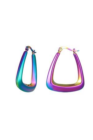 Boucles d'oreilles triangle holographique Bleu & violet Acier inoxydable h5 