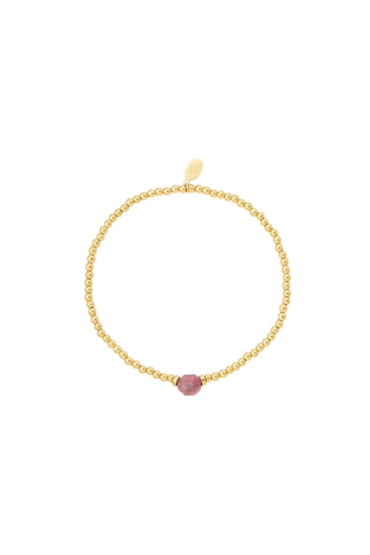 Bracelet avec pierre colorée Rose &amp; Or Acier inoxydable