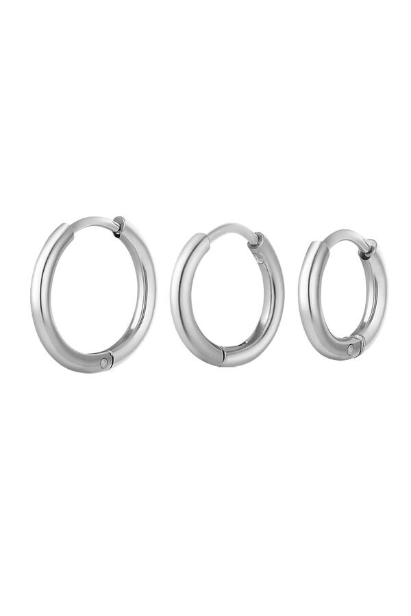 Creoles simple set Silver Stainless Steel