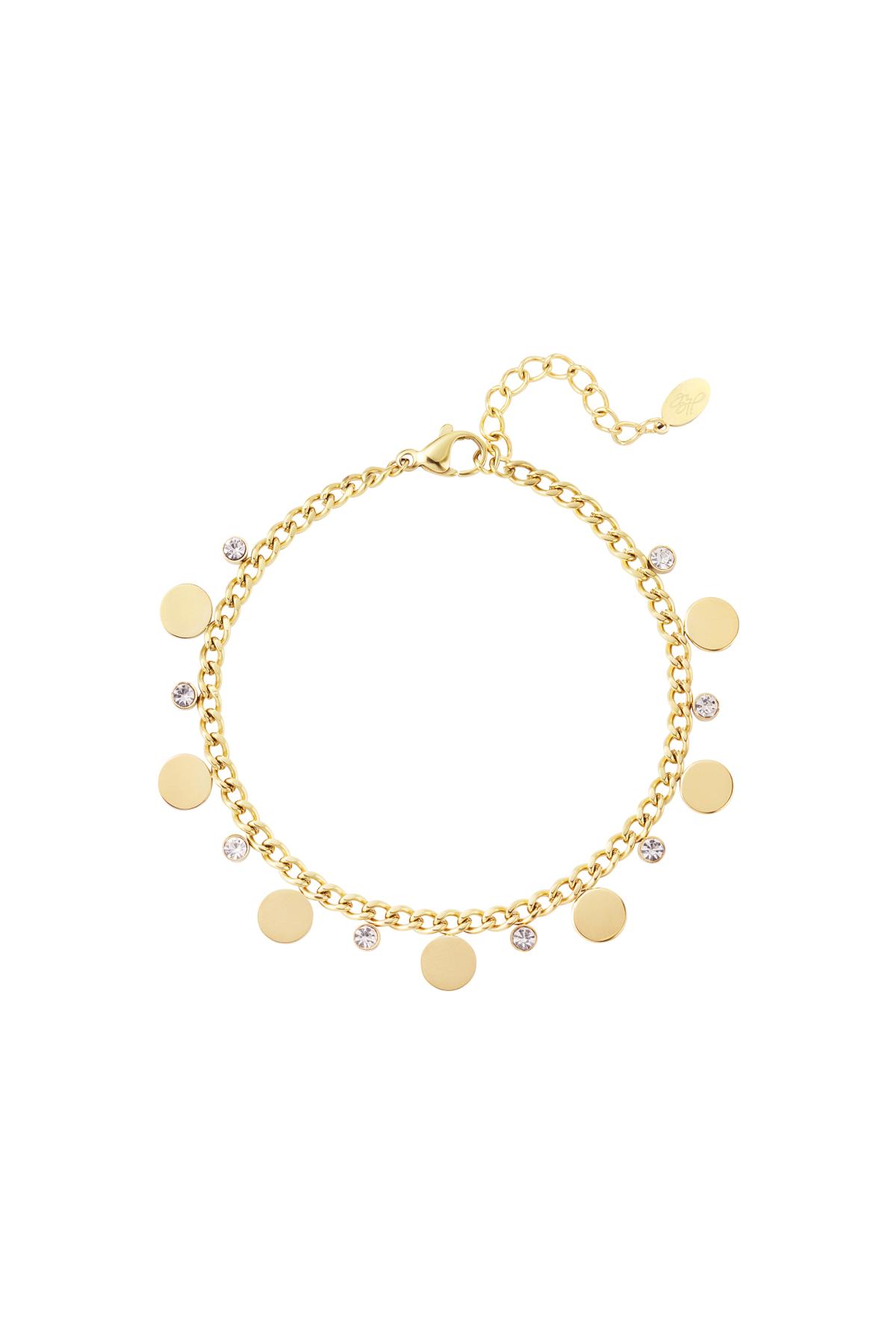 Bracelet circles with rhinestones Gold Stainless Steel h5 