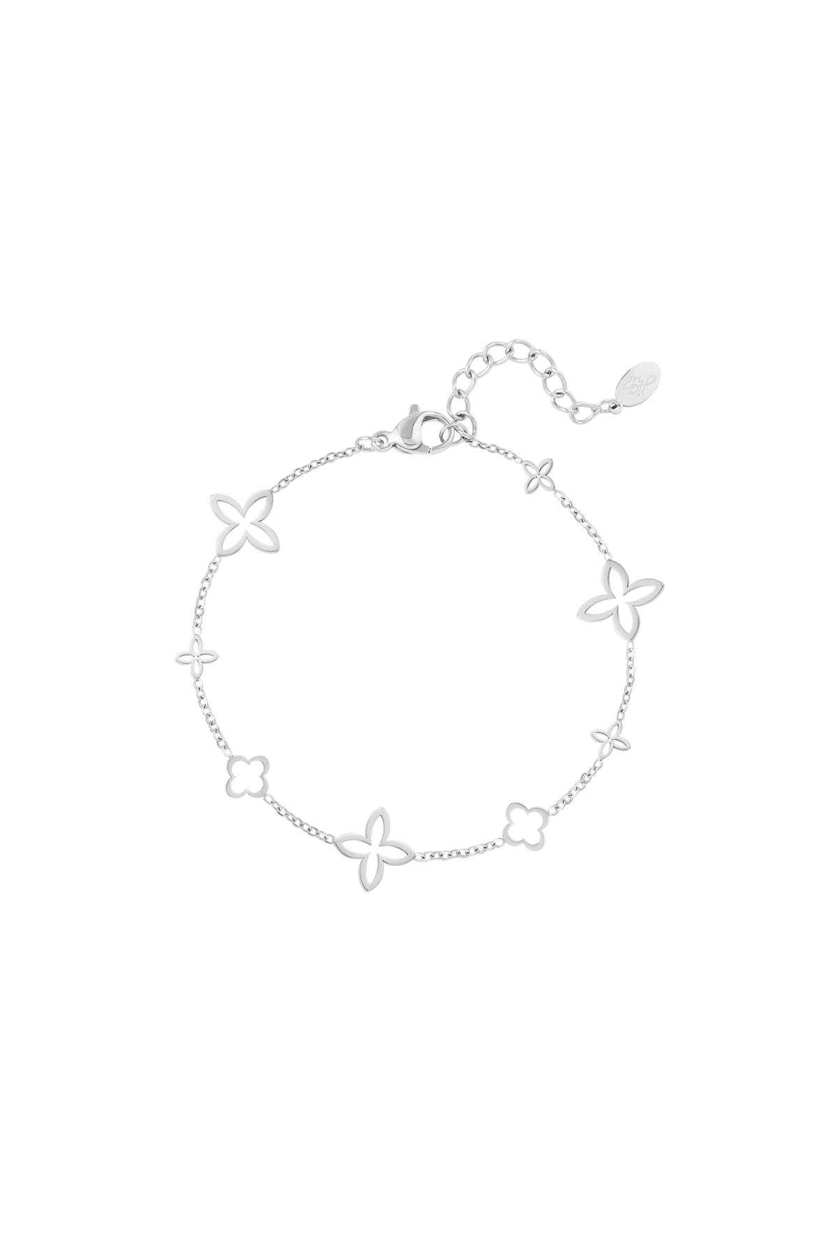 Armband mit offenen Kleeblatt-Anhängern Silber Edelstahl