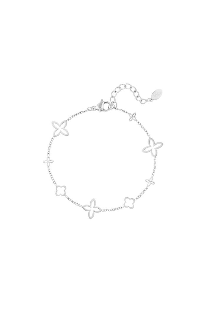 Armband mit offenen Kleeblatt-Anhängern Silber Edelstahl 